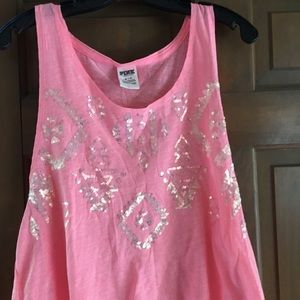 Coral knit crop PINK tank